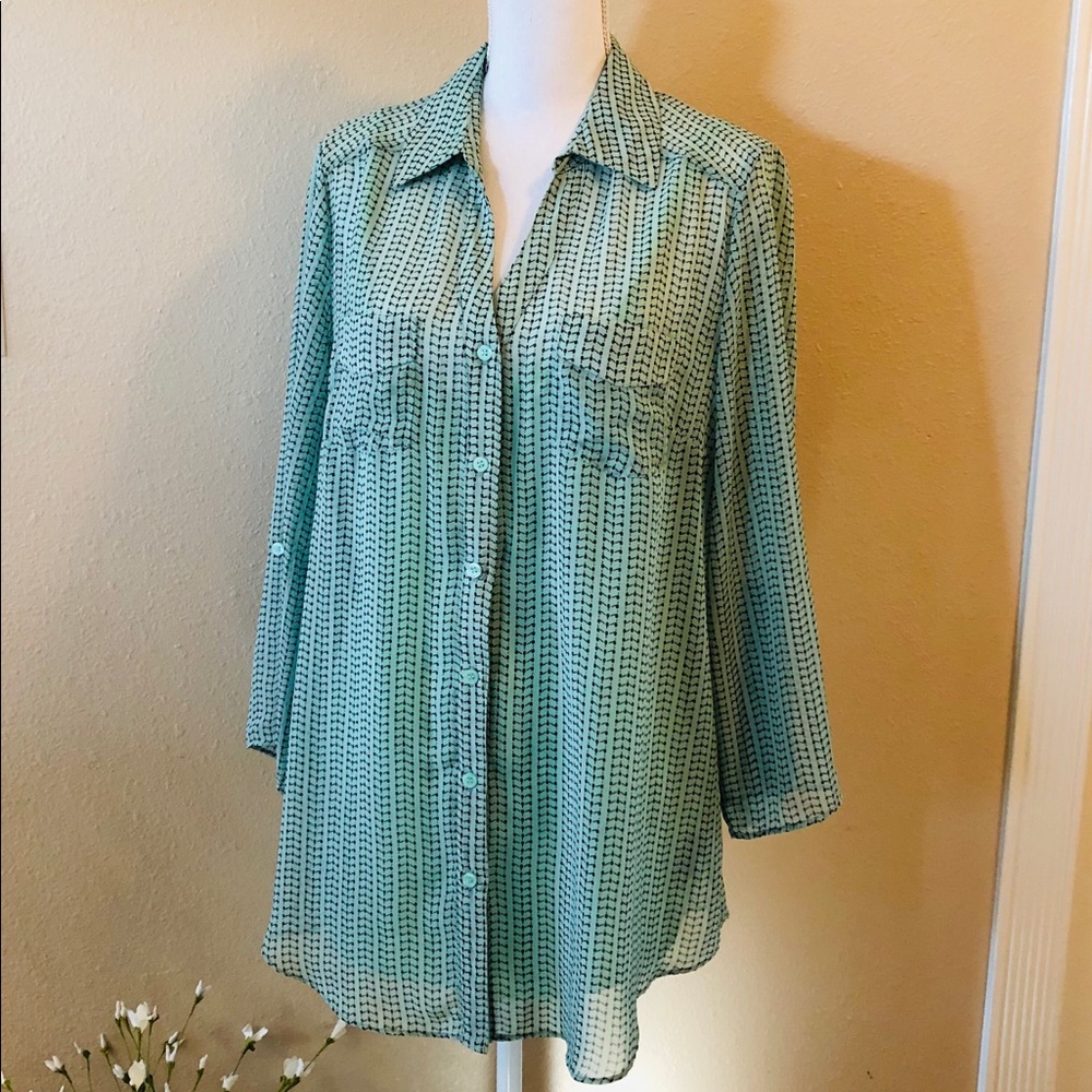 Mint Green AGB Button Down Blouse & Camisole Set